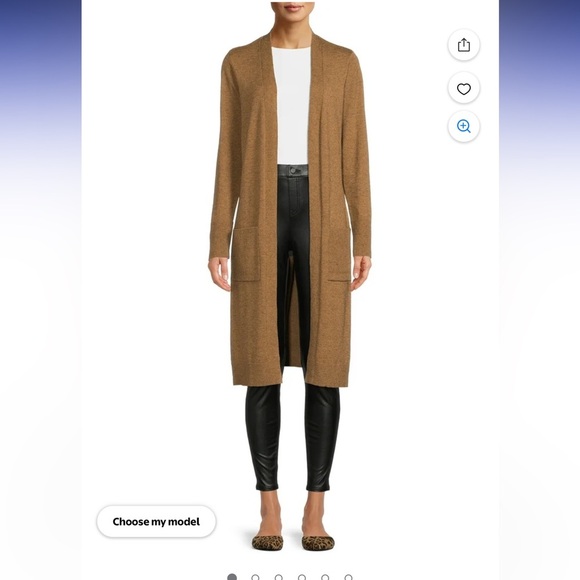 Time And Tru Open Front Duster Cardigan With Pockets Size S (4-6)Camel Heathered - Picture 1 of 11